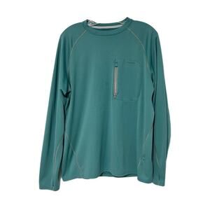 Patagonia Sunshade Crew Layer Tee Shirt Pullover Blue Men Medium Zipper Thumbole